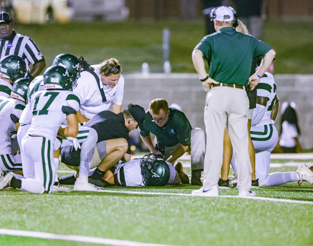 injured football player on the field